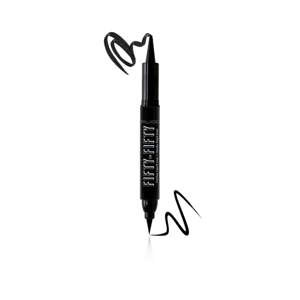 Fifty-fifty Cat-eye + Smoky Kajal Liquid Liner - Black