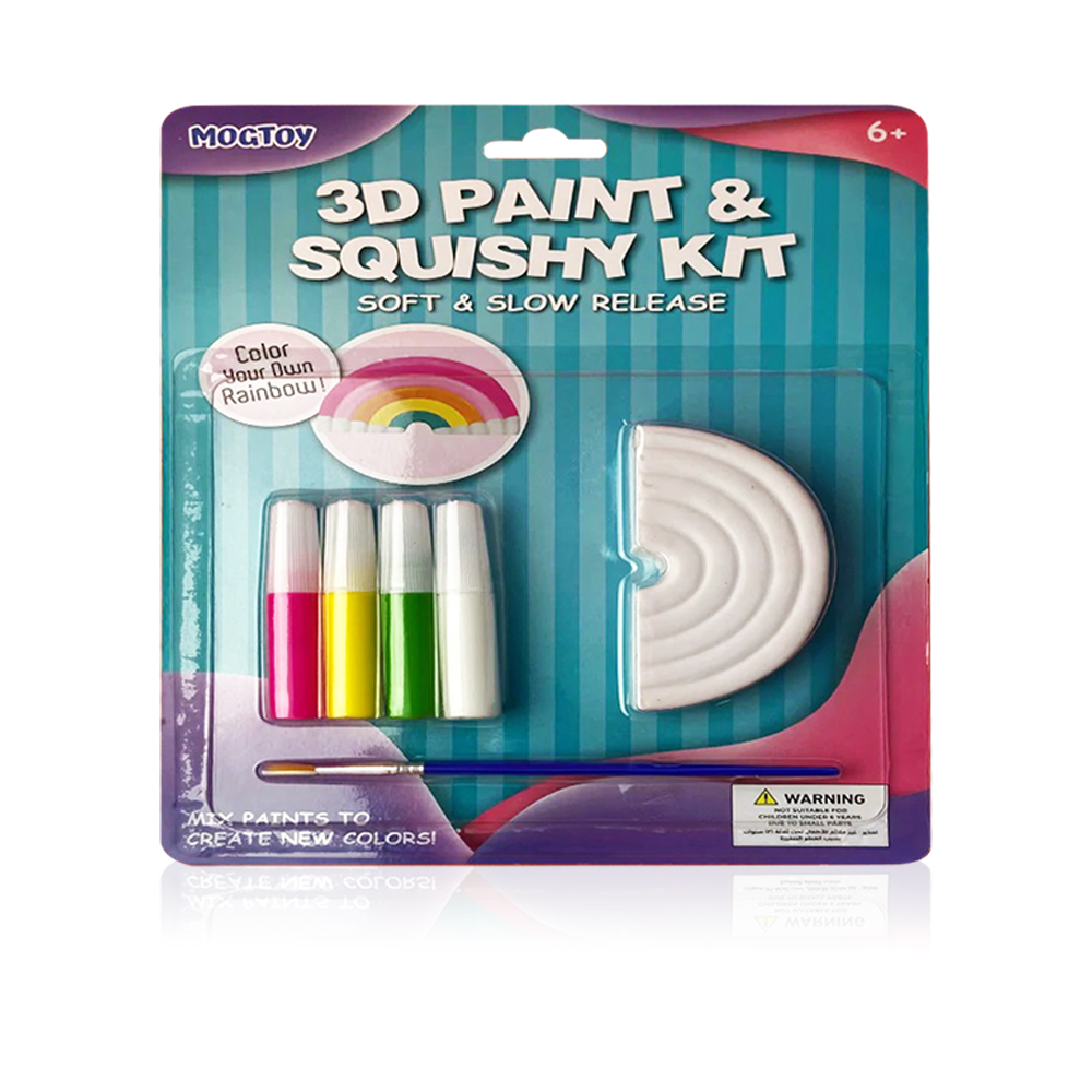 3d Paint And Squishy - Set of 3pc - Rainbow