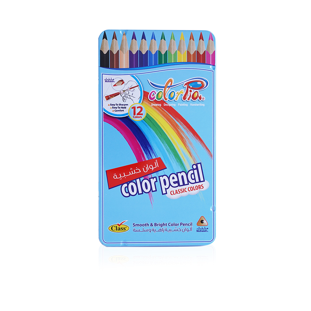 Coloured Pencils with Metal Box - 12 Color