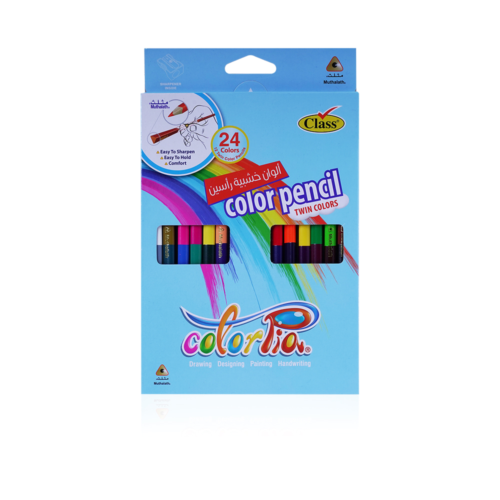 ColorPia Twin Coloured Triangular Pencils - 24 Color