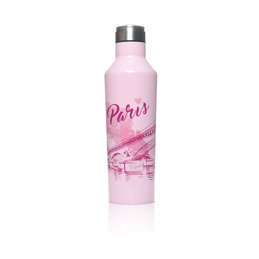 Paris Vacuum Water Bottle 500ml - Pink