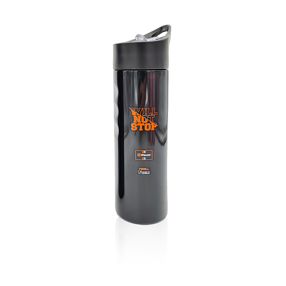 Will Not Stop Stainless Steel Water Bottle Pull Straw Lid 700ml - Black