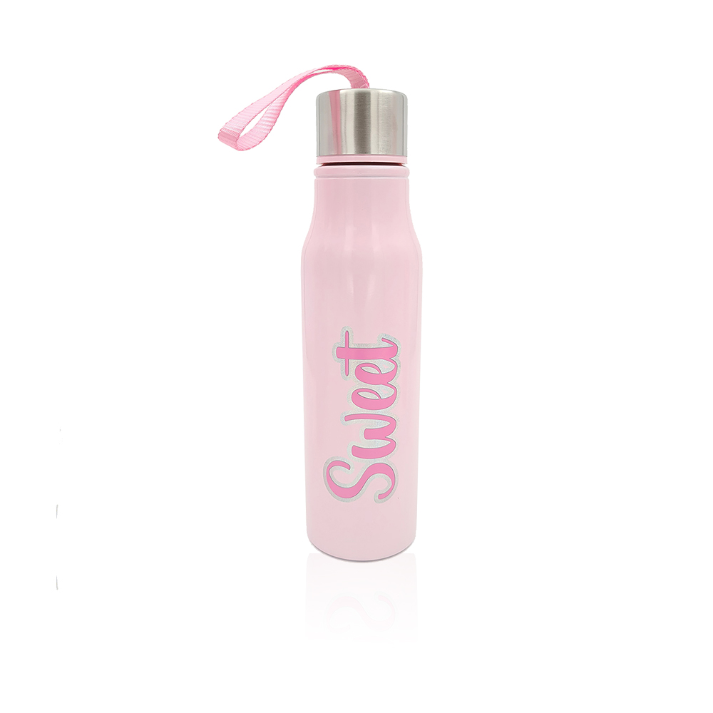 Stainless Steel Water Bottle Pull Straw Lid 750ml - Sweet Pink