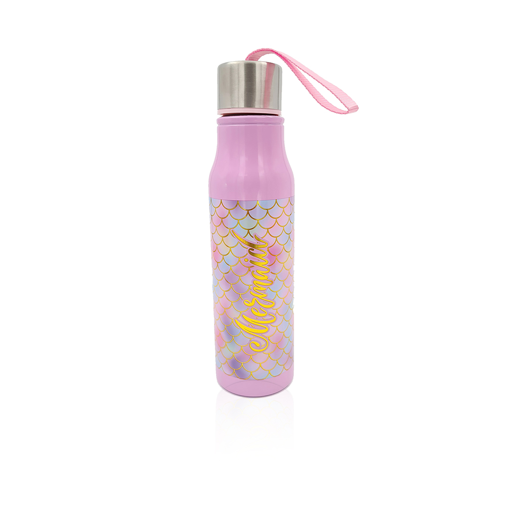 Stainless Steel Water Bottle Pull Straw Lid 750ml - Mermaid Pink