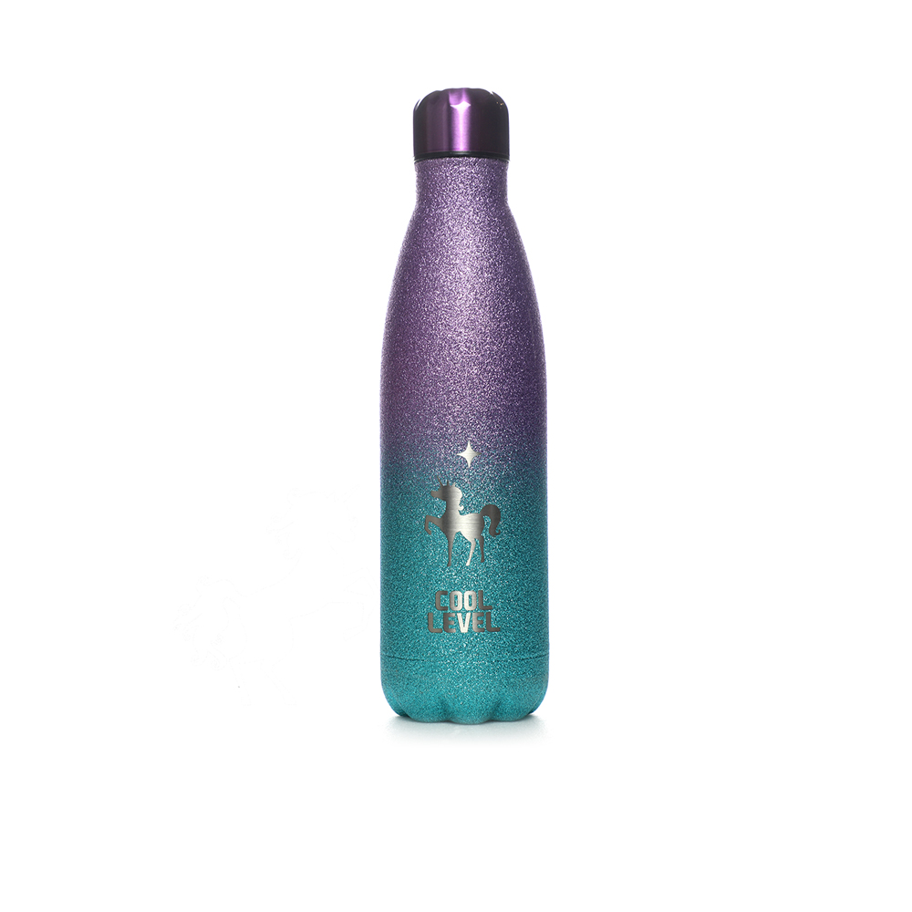Glittered Pony  Vacuum Water Bottle 500ml - Purple-blue