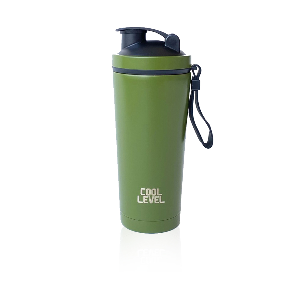 Laser Logo And Matt Paint Vacuum Water Bottle - Olive Green