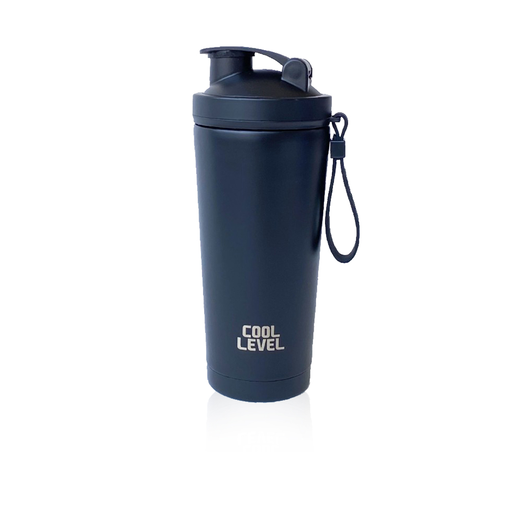 Laser Logo And Matt Paint Vacuum Water Bottle - Navy Blue