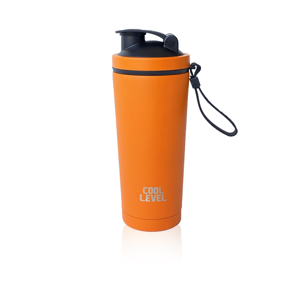 Laser Logo And Matt Paint Vacuum Water Bottle - Orange