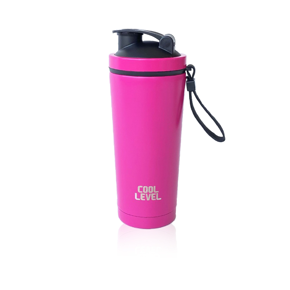 Laser Logo And Matt Paint Vacuum Water Bottle - Hot Pink