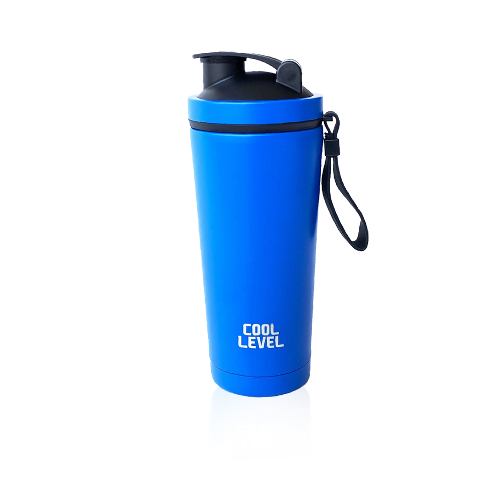 Laser Logo And Matt Paint Vacuum Water Bottle - Blue