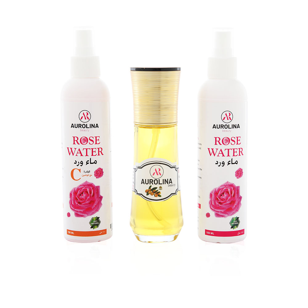 Beauty Cosematic Argan Oil - 100 Ml With Free Rose Water - 180 Ml & Rose Water Vitamin C  - 180 Ml
