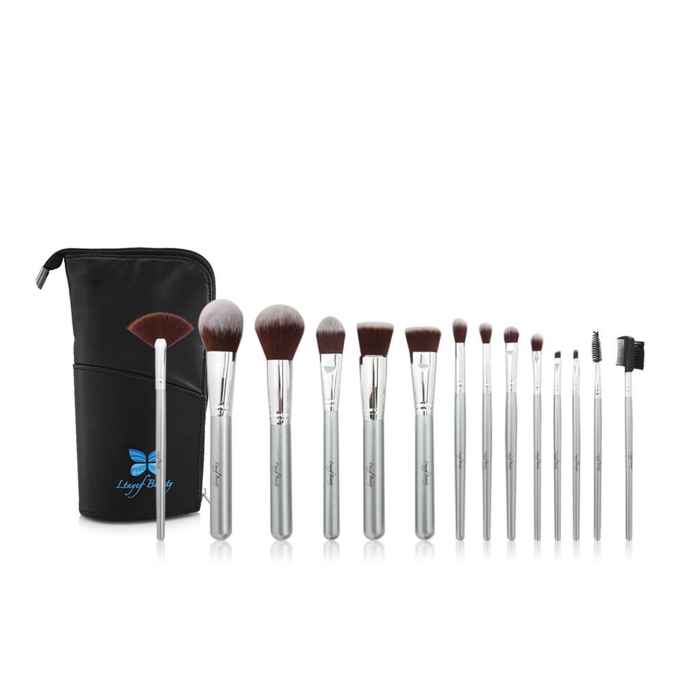 Ltayef Beauty Silver Brush 14pcs Set