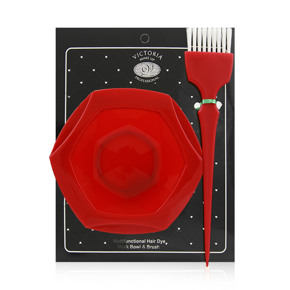 Hair Dye Bowl With Brush - Maroon