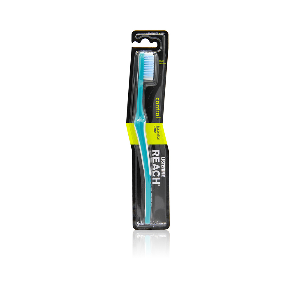 Reach Control Essential Care Medium Toothbrush - White And Electric Blue