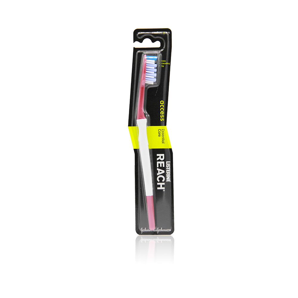 Reach Access Essential Care Medium Toothbrush - White And Scarlet