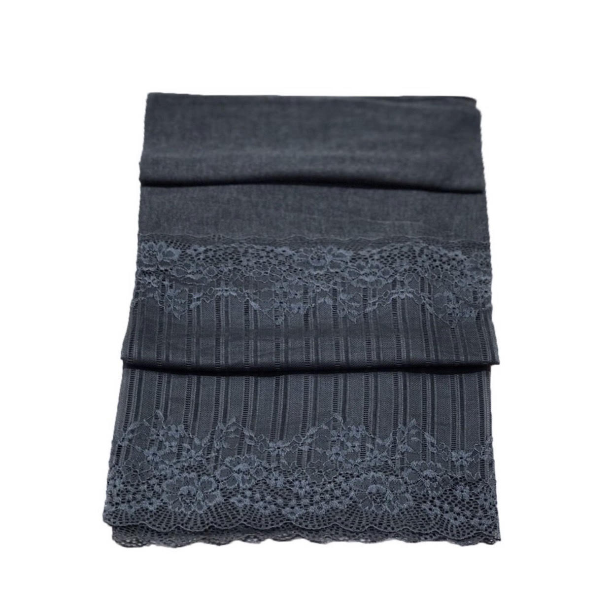 Turkish Cotton With Lace - Dark Gray
