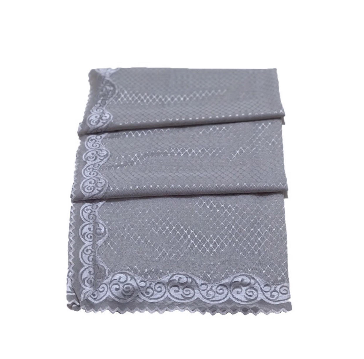 Veil With Lace  - Light Gray