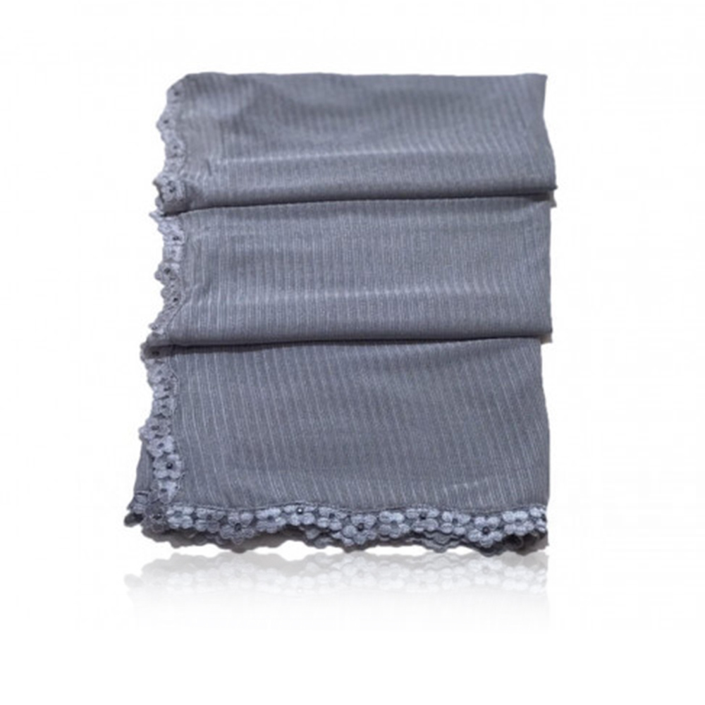 Bstin With Lace And Floral  Embroidery  - Gray Beige