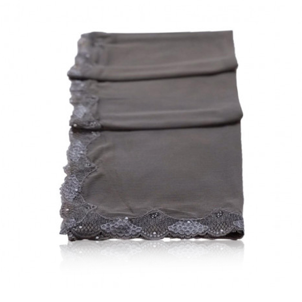 Turkish Gauze With Lace  - Dark Beige
