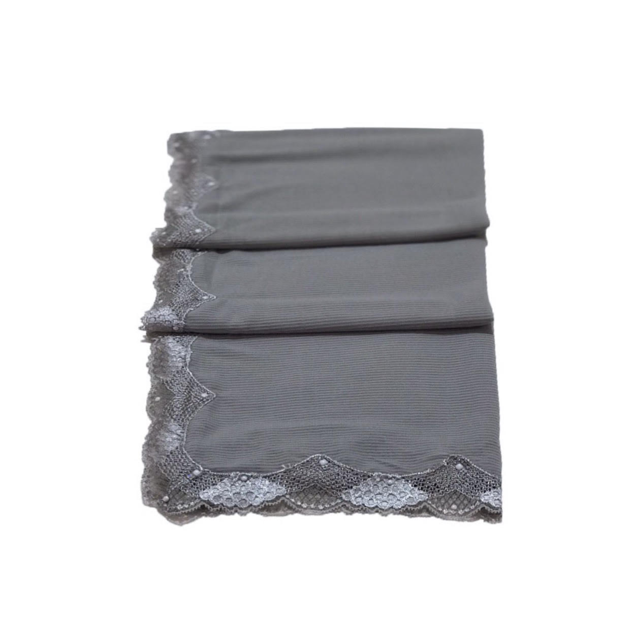 Turkish Gauze With Lace  - Light Beige