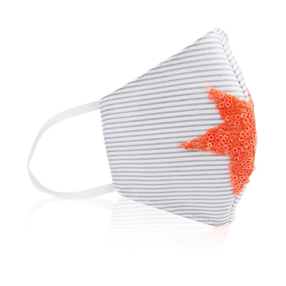 Heba Collection multi Purpose Cotton Mask Orange Star For Age 3 To 4         