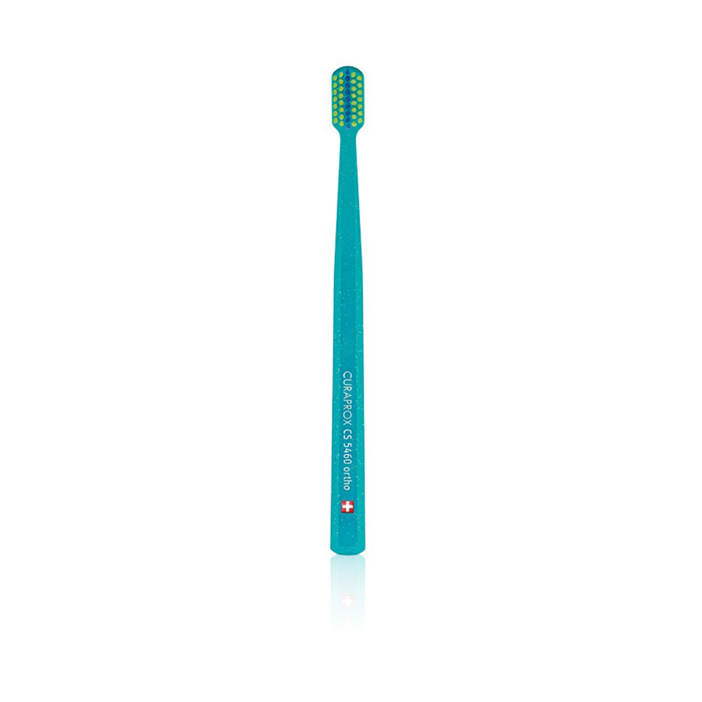 Cs 5460 Orthodontic Toothbrush - Turquoise Brush W/green Head