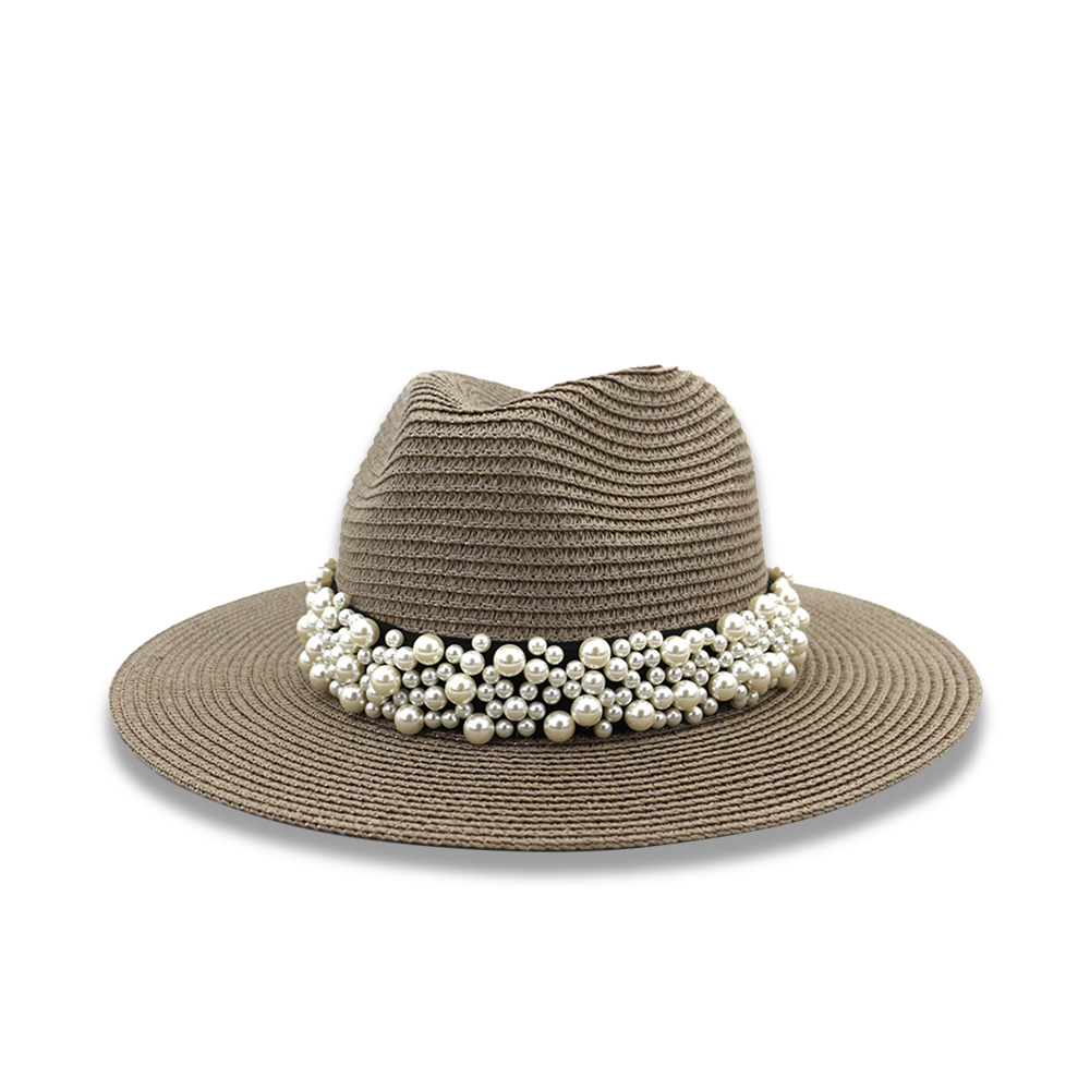 Summer Hats With Pearl For Kids - Brown