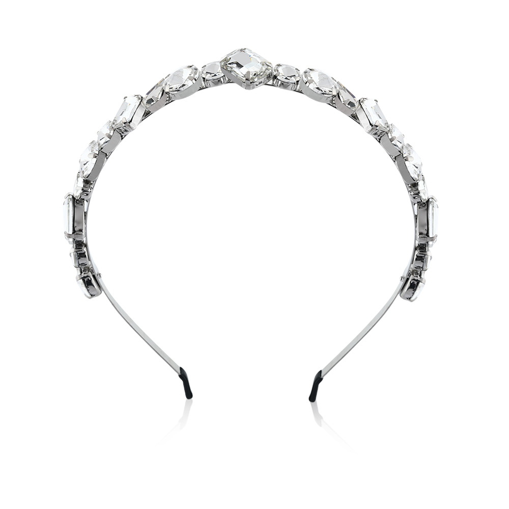 Crystals Silver Headband With Clear Stones