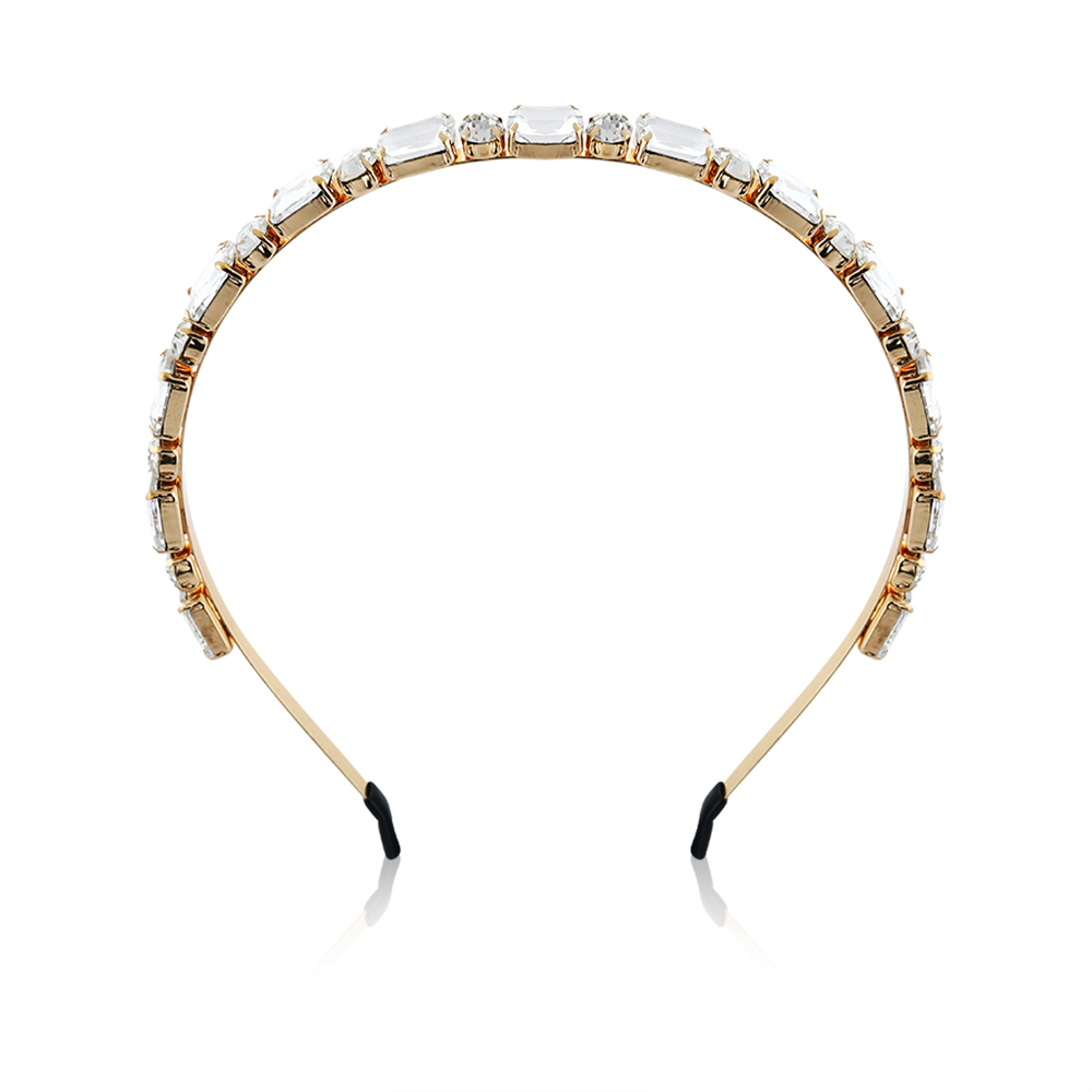 Crystals Gold Headband With Small Clear Stone