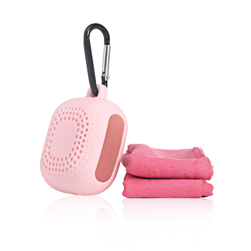 Portable Micro Fiber Gym Towel With Silicone Case - Pink