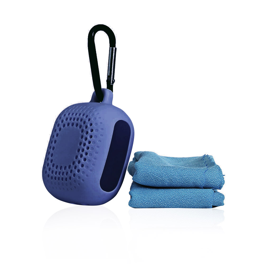 Portable Micro Fiber GymTowel With Silicone Case - Navy
