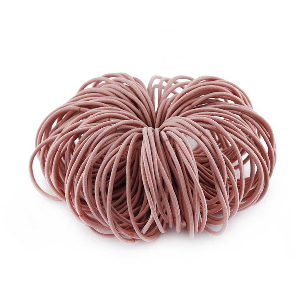 Elastic Nylon Hair Ropes 4.5 Cm - Pink - 100 Pcs Set