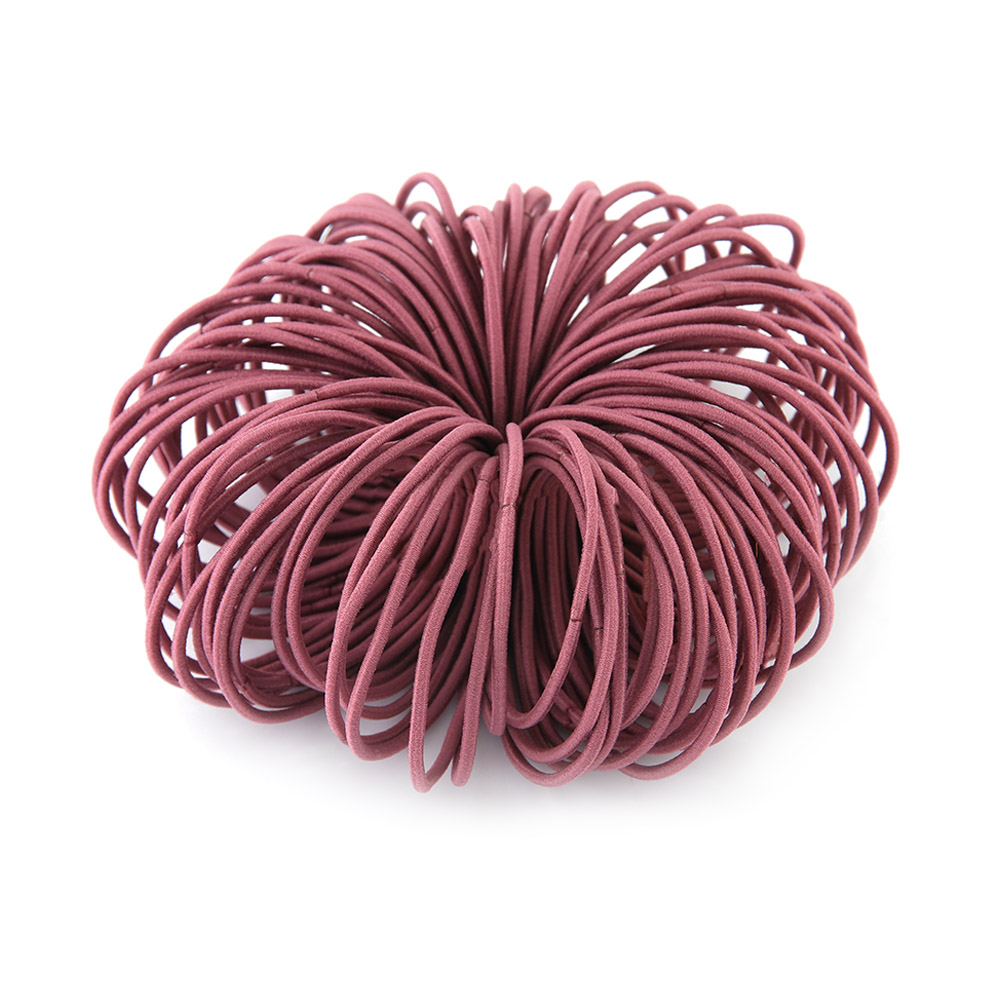 Elastic Nylon Hair Ropes 4.5 Cm - Purple - 100 Pcs Set