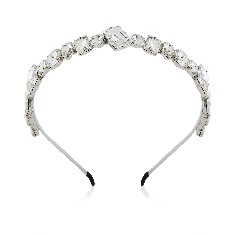 Diamond Shaped Crystal Silver Head Band