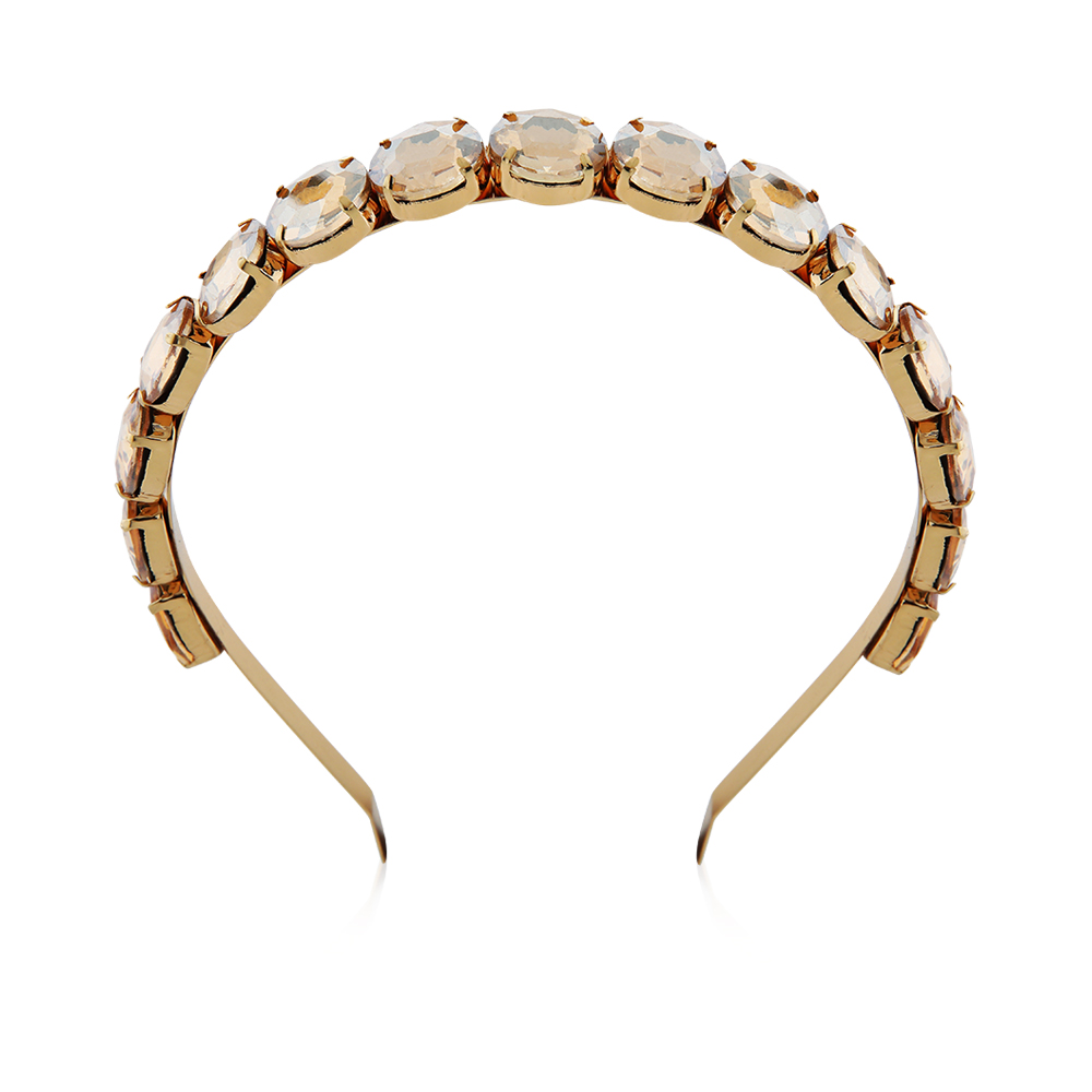 Oval Shaped Crystal Gold Head Band