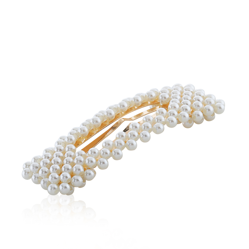 Half Square Shaped Pearl Hair Clip