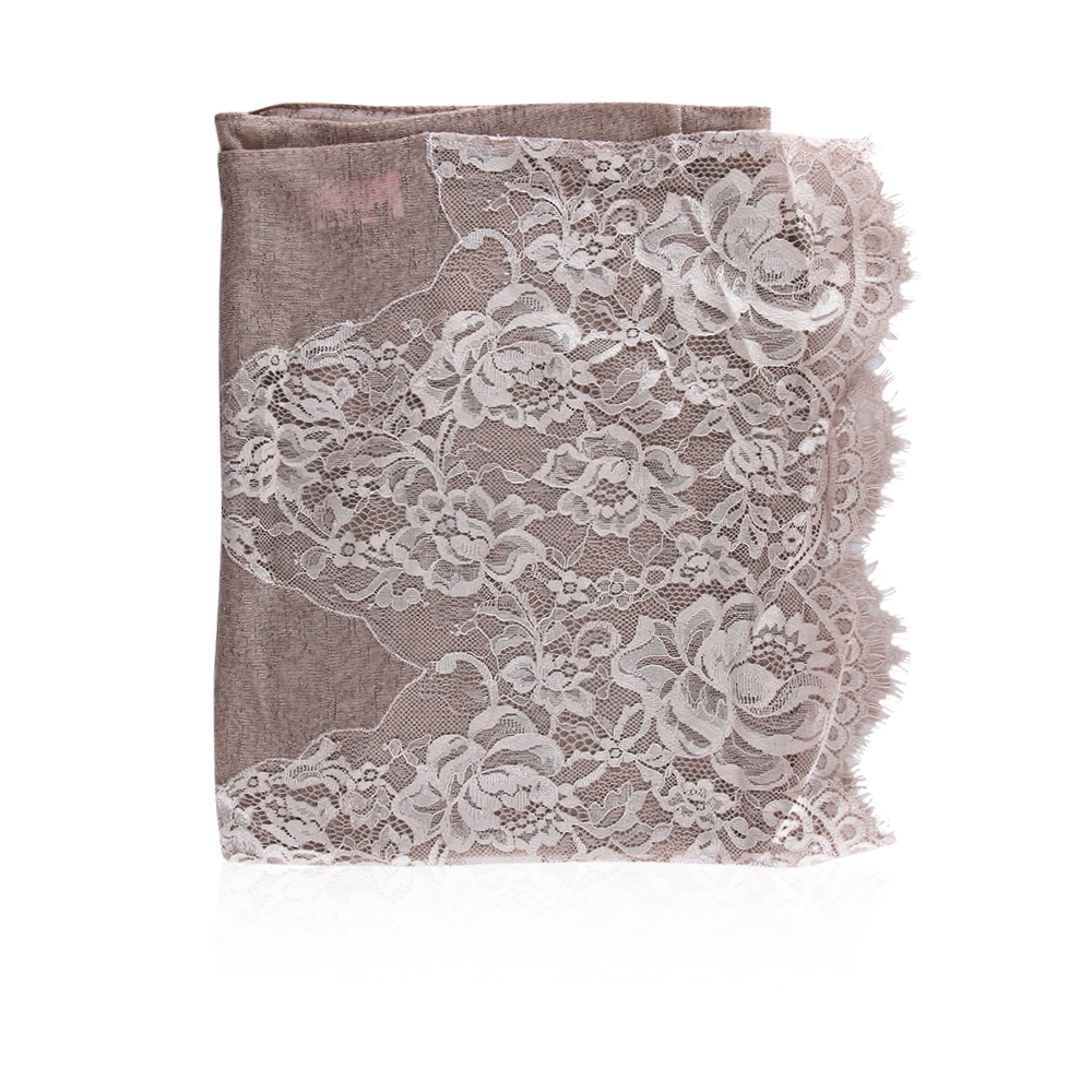 Japanese Gauze With Embroidery For 1 Edge -  Dark Beige T38