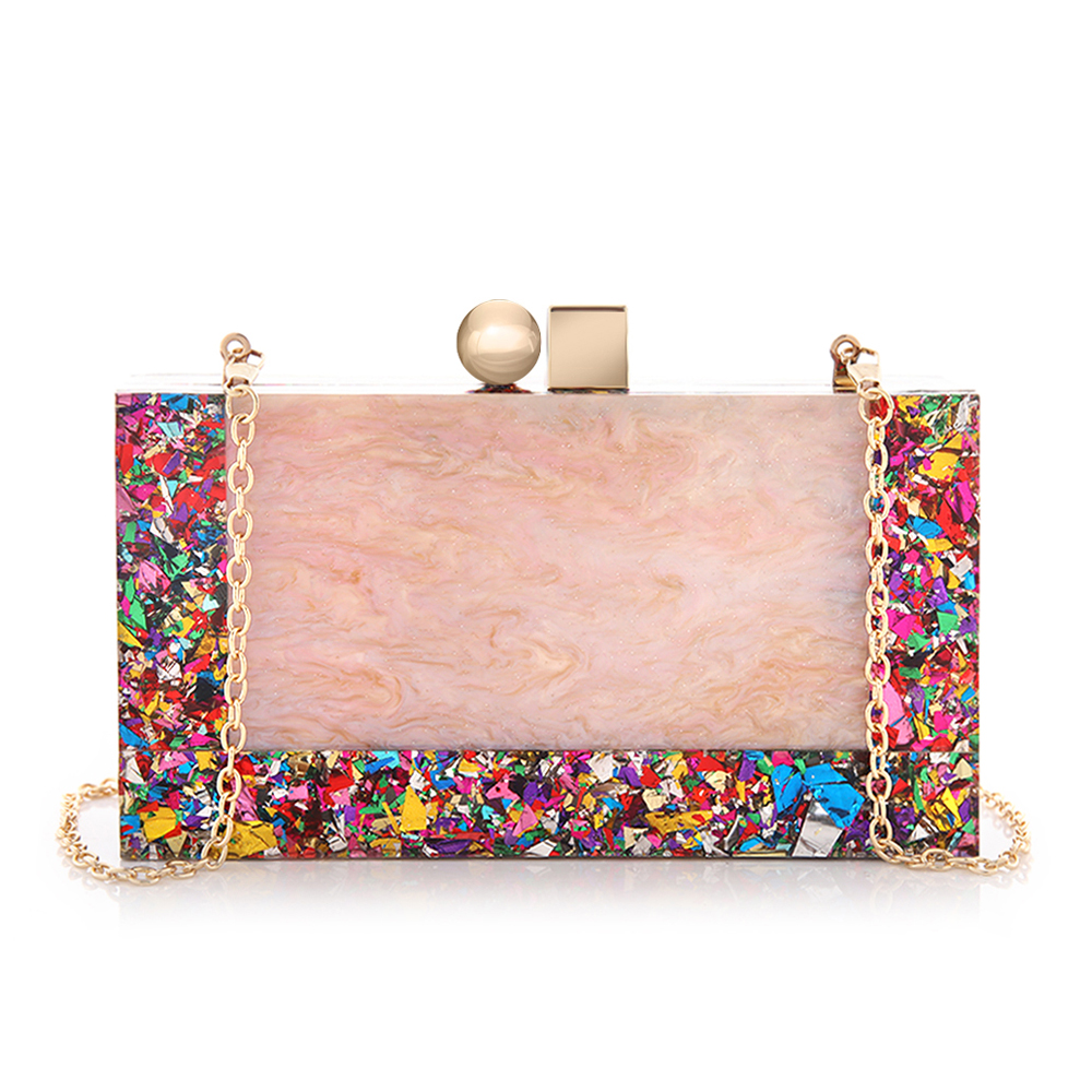 Marble Evening Clutch Bag - Multi Colour