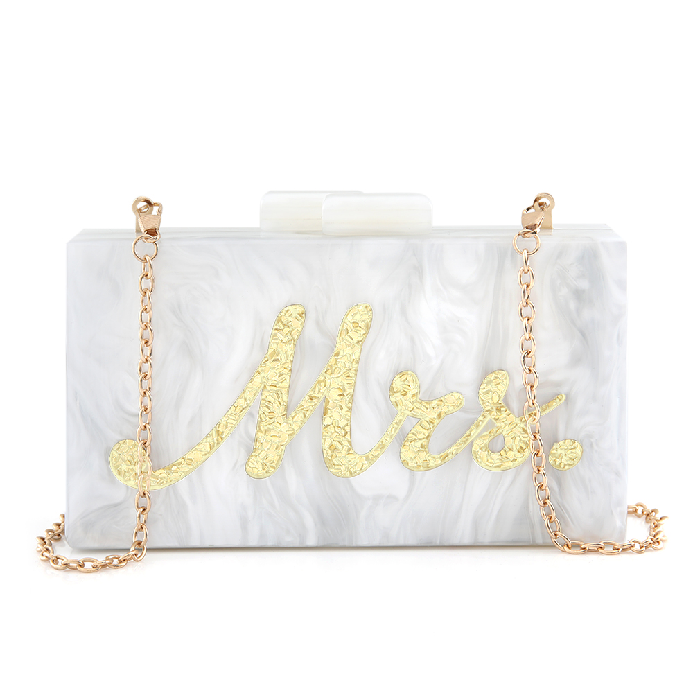 Mrs Marble Clutch Bag - White