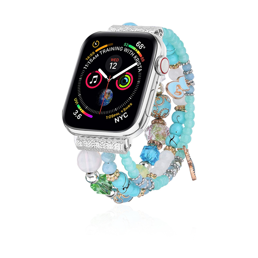 Women Fashion Handmade Elastic Stretch Beads Strap For Iwatch Series 42mm - Tiffany