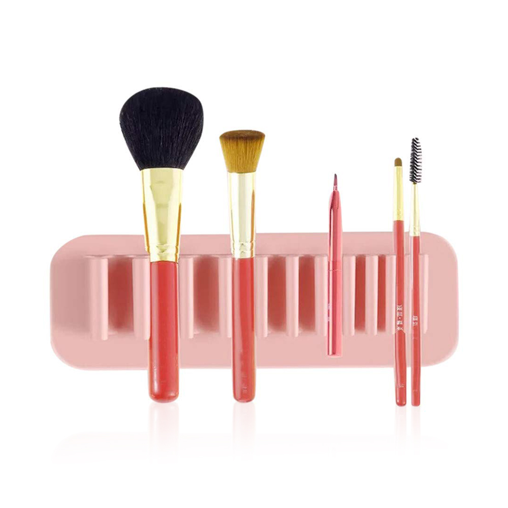 Suction Wall Silicone Makeup Brush Holder - Pink