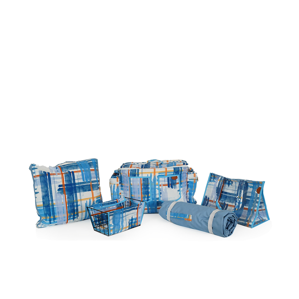 Bag Set  - Blue With Orange - N 41