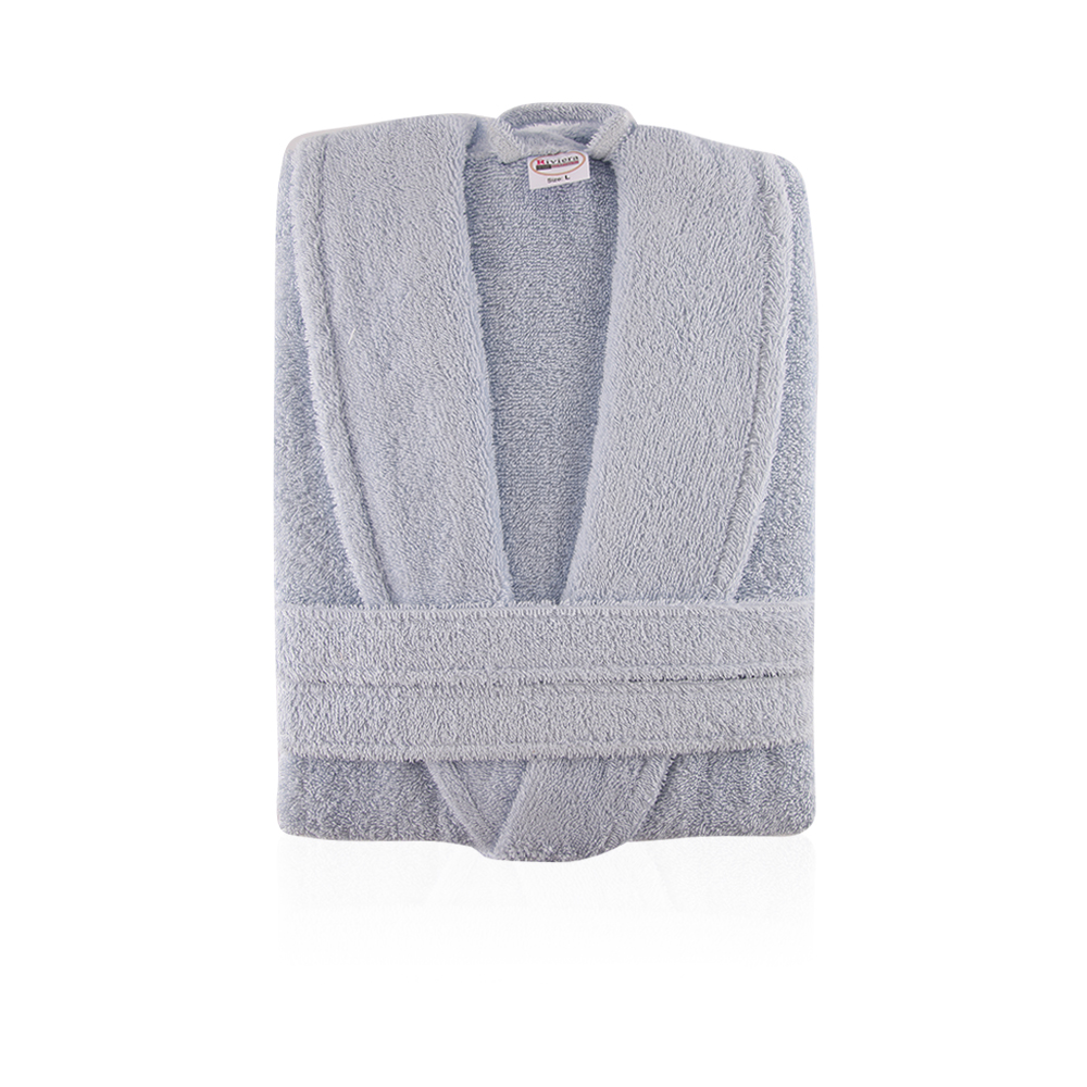 1Pc Bathrobe With Hood For Women - Light Blue - Large