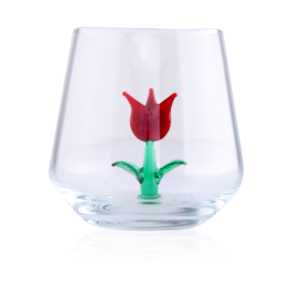 Drinking Glass With Small Flower Design