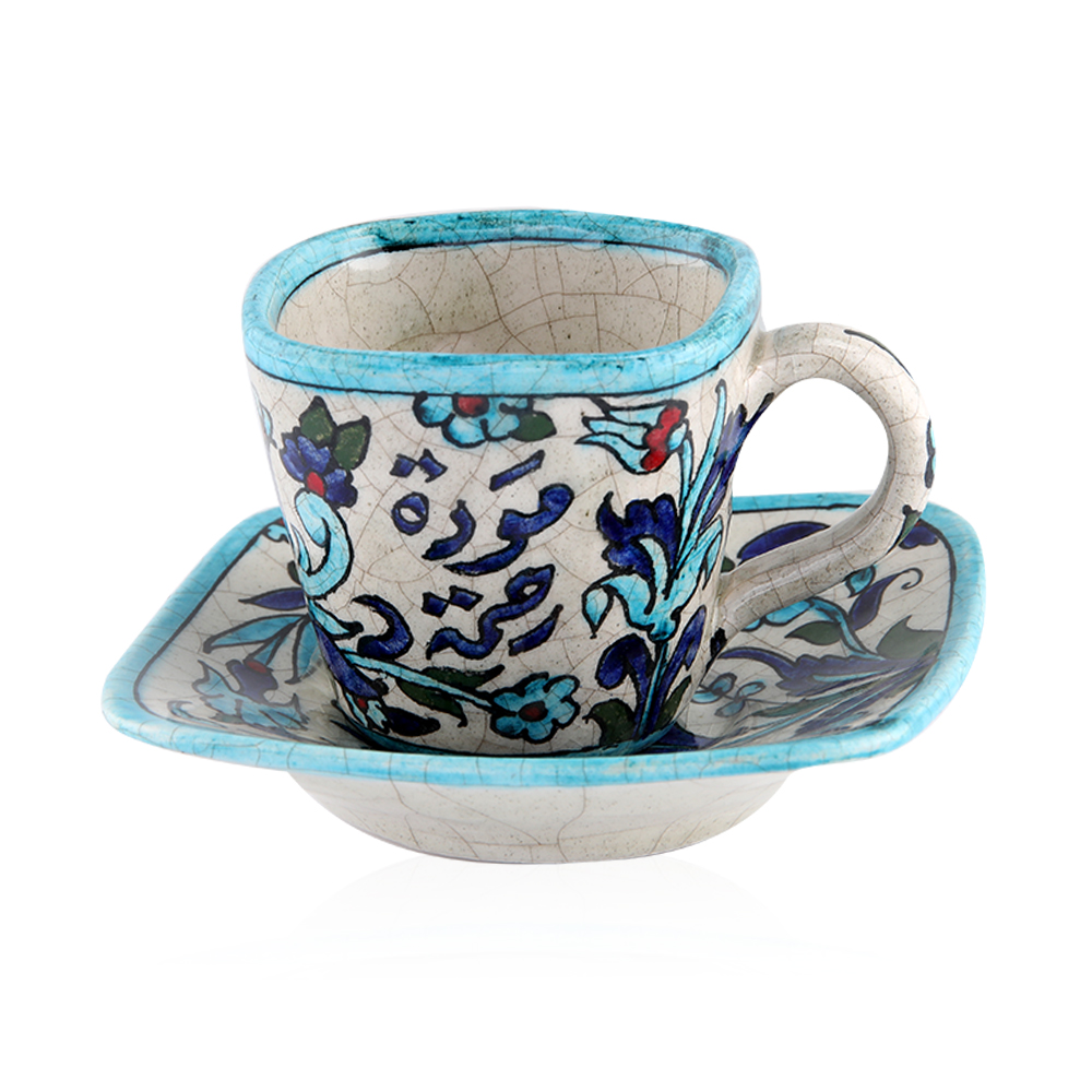 Square Head Turkish Coffee Cup With Saucer