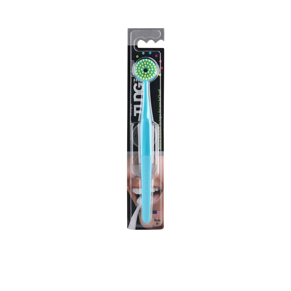 Tongue Brush Cleaner With Cap - Green