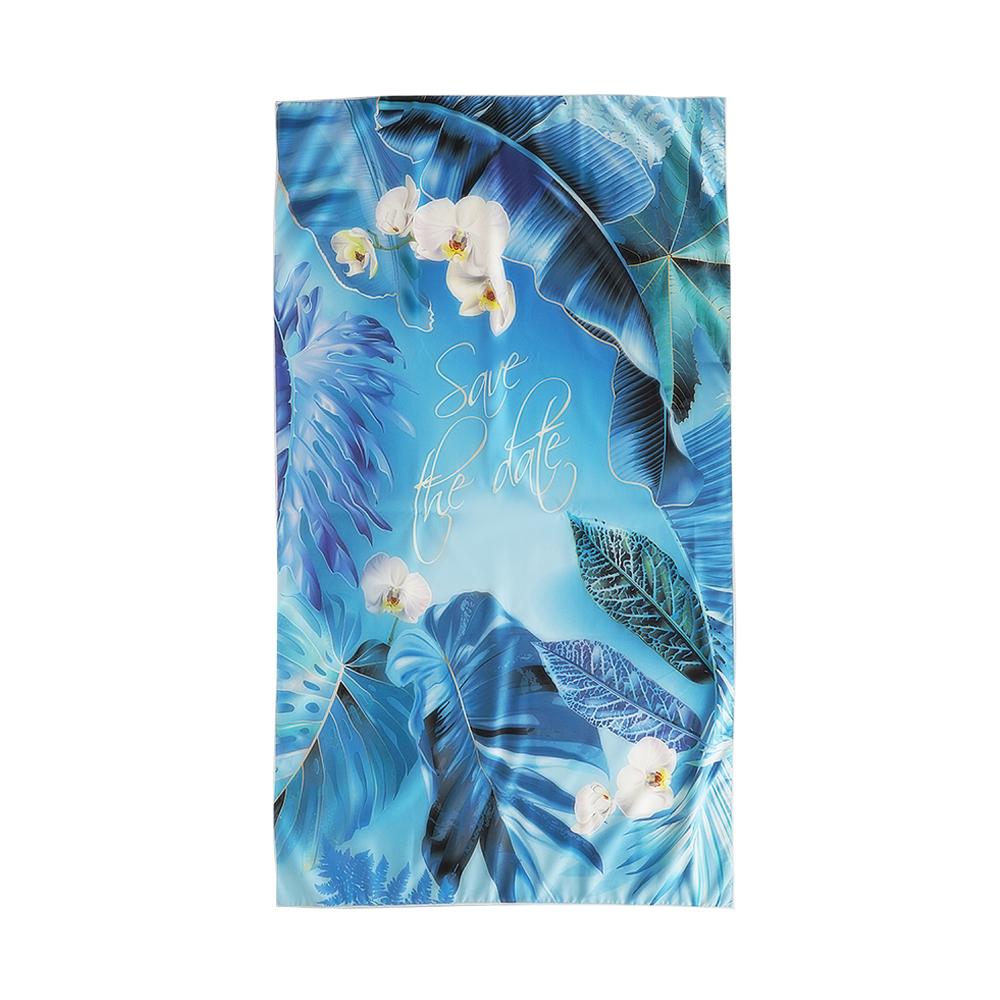 Micro Fiber Beach Towel - Blue With Flower