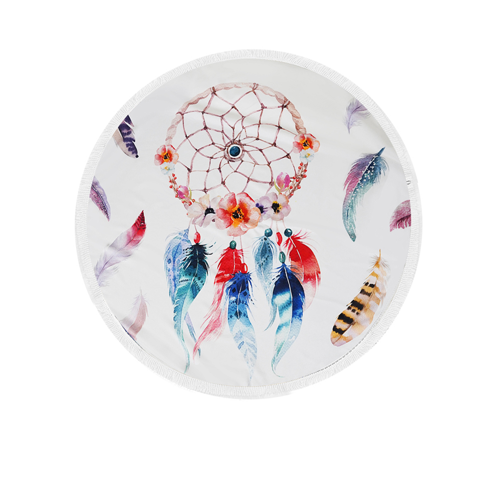 Microfiber Round Beach Towel Dream Catcher With Tassels - Size 150 x 150 cm