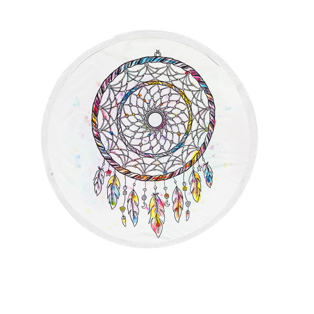 Microfiber Round Beach Towel Dream Catcher - Size 150 x 150 cm