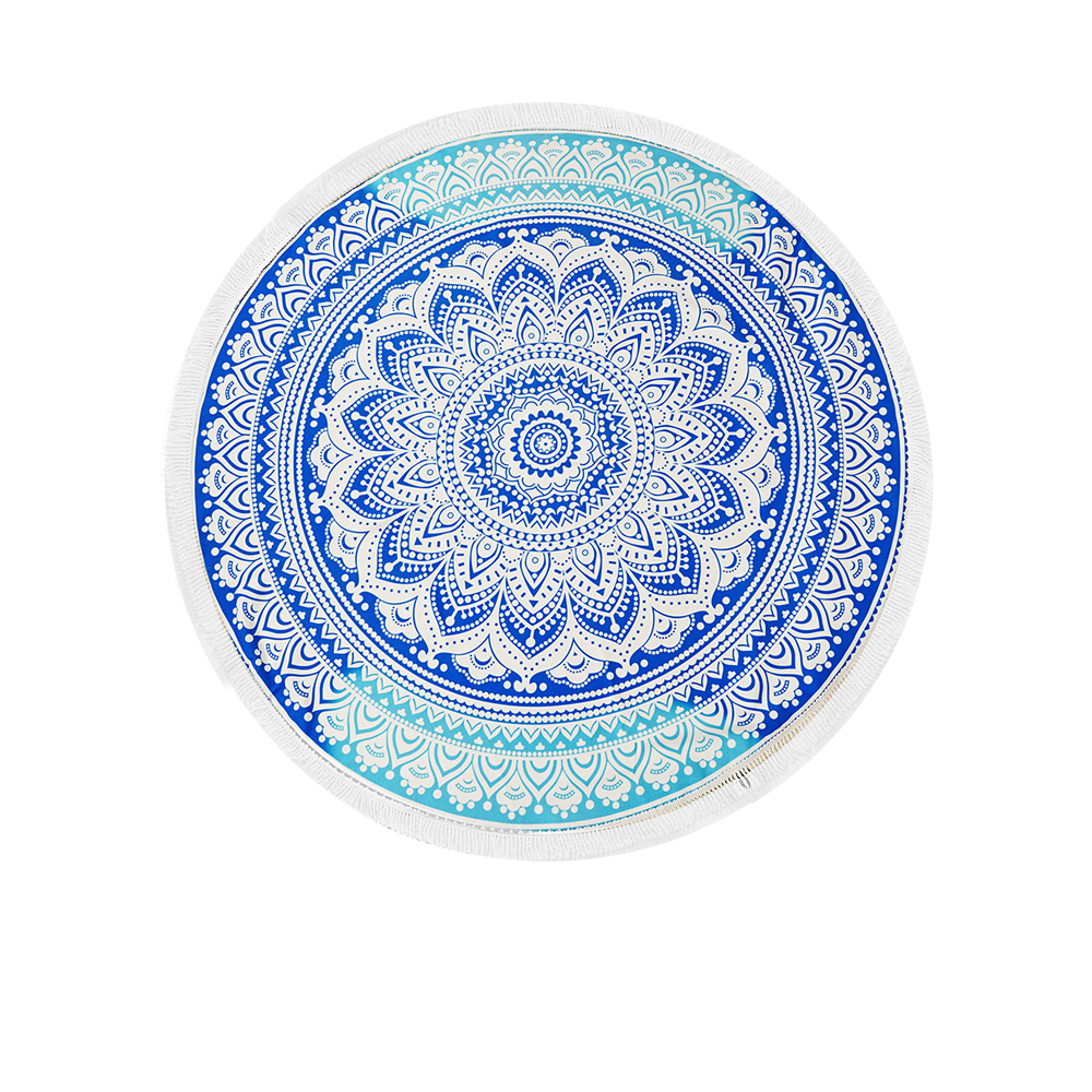 Microfiber Round Beach Towel Mandala - Blue